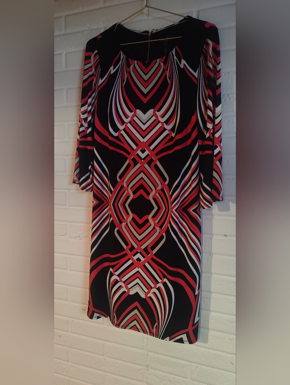 Laundry by Shelli Segal Geometric Dress in Black, Red & White
